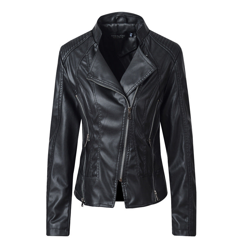  Women's Black Patent Leather Jacket - D'Zani Fashion