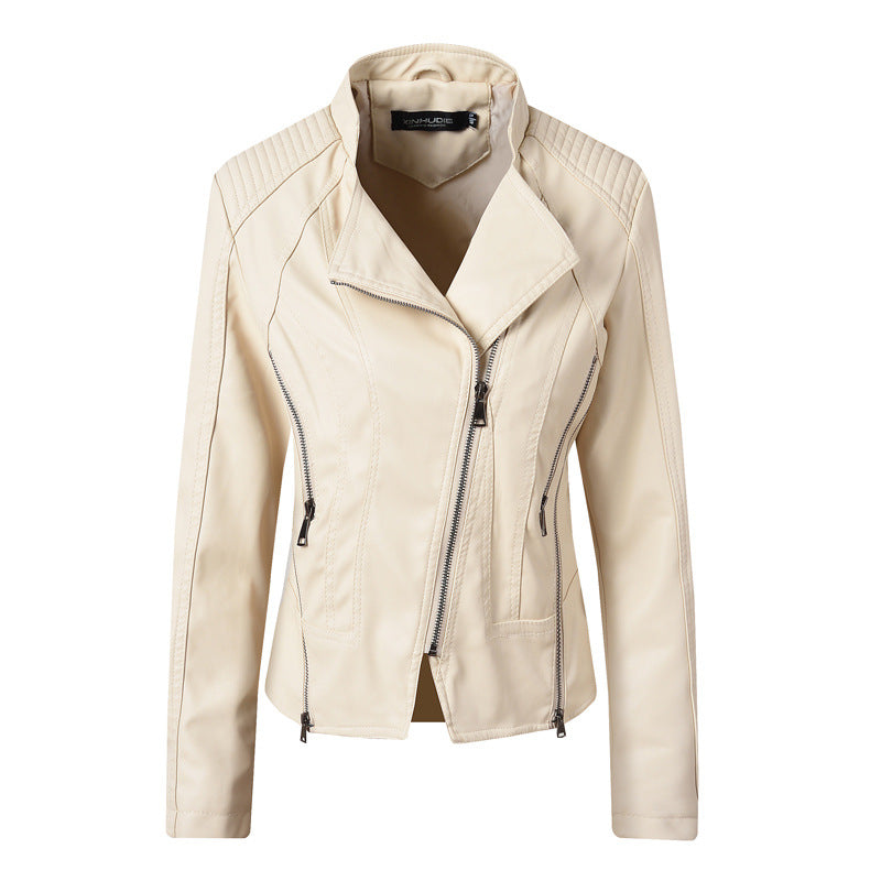  Women's White Patent Leather Jacket - D'Zani Fashion