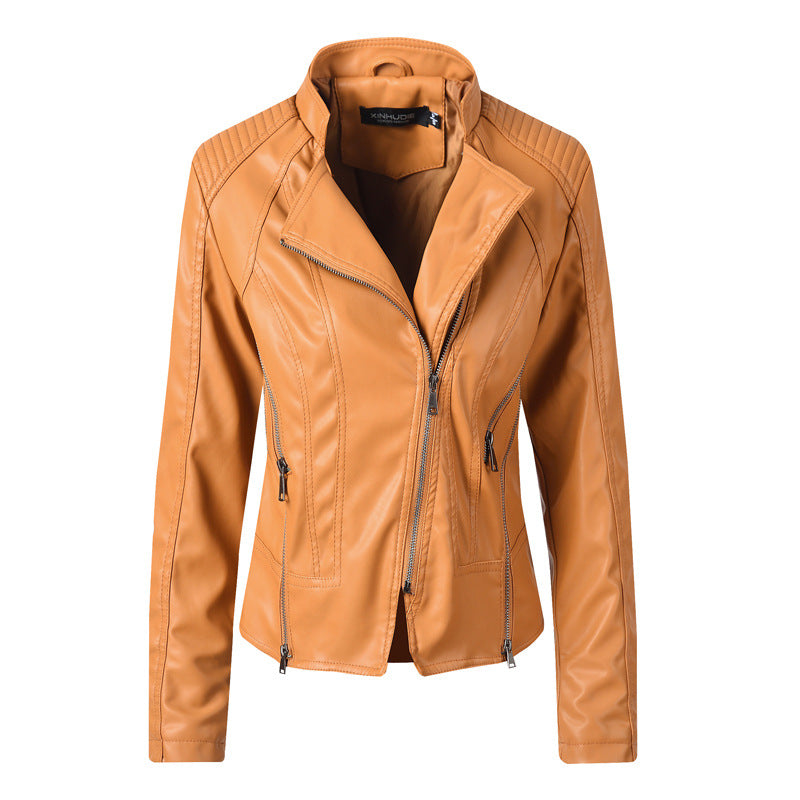  Women's Yellow Patent Leather Jacket - D'Zani Fashion