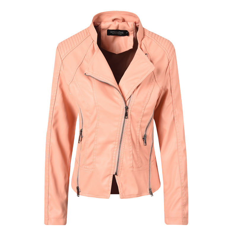  Women's Pink Patent Leather Jacket - D'Zani Fashion