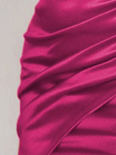 Women's Deep Rose Ruched Spaghetti strap Wrap Dress - D'Zani Fashion