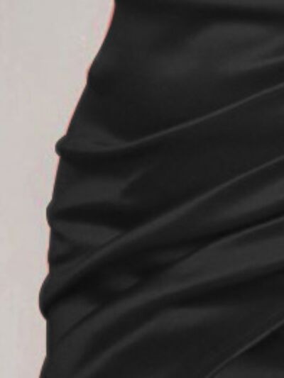 Women's Black Ruched Spaghetti strap Wrap Dress - D'Zani Fashion