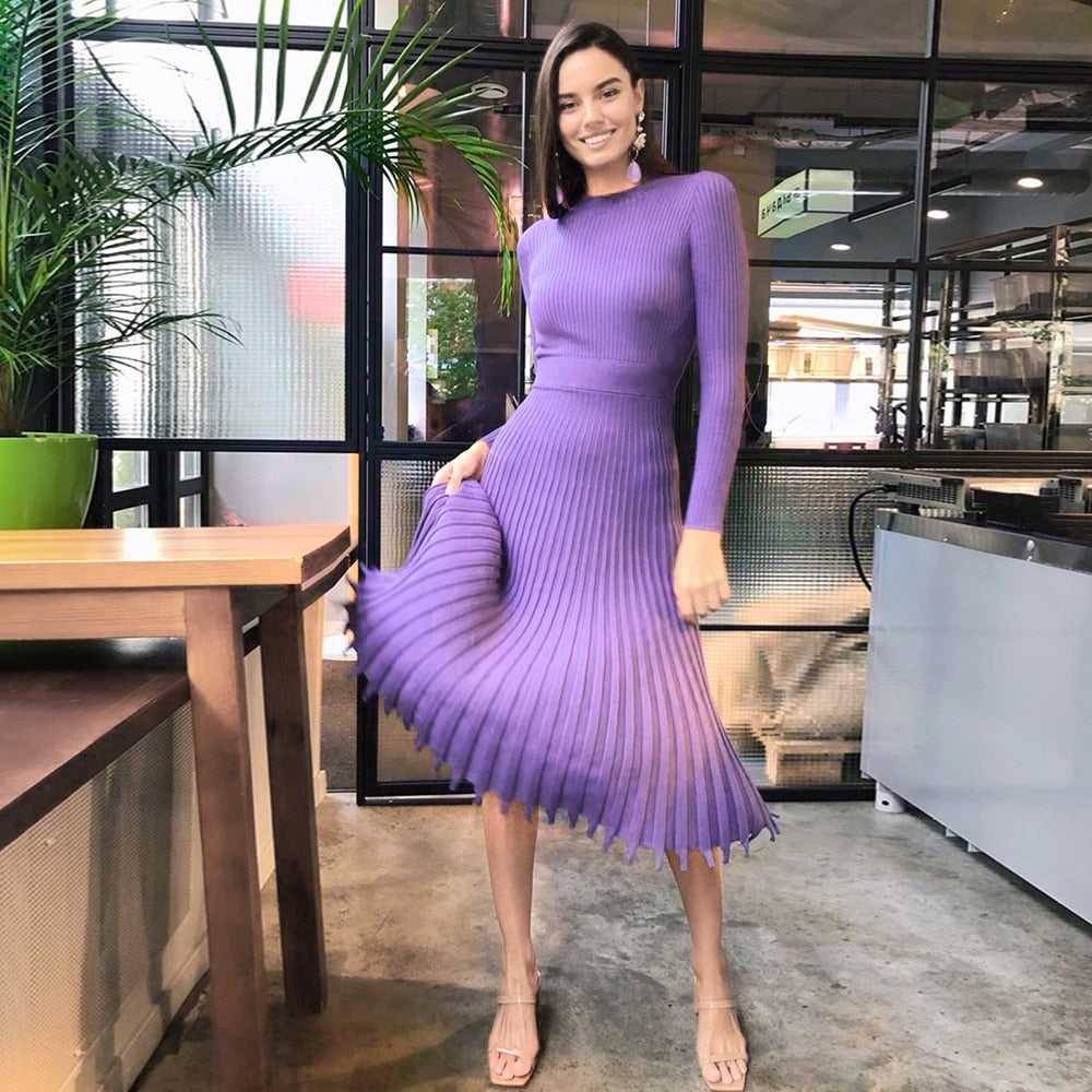 Women's Purple Elegant Draped Dress  - D'Zani Fashion