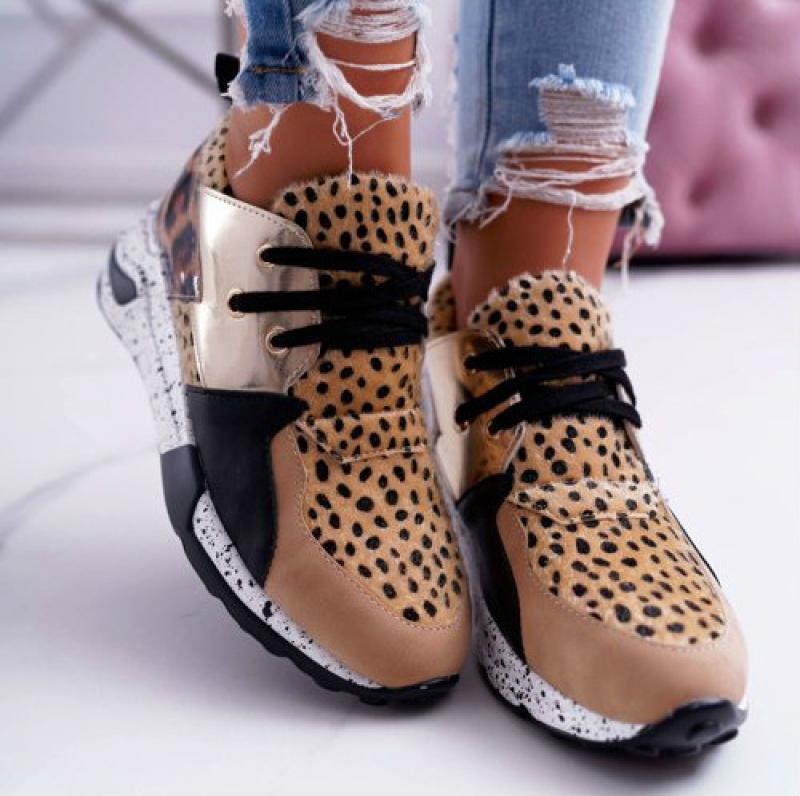 Women's Brown Fancy Lace Up Comfortable Sneakers - D'Zani Fashion