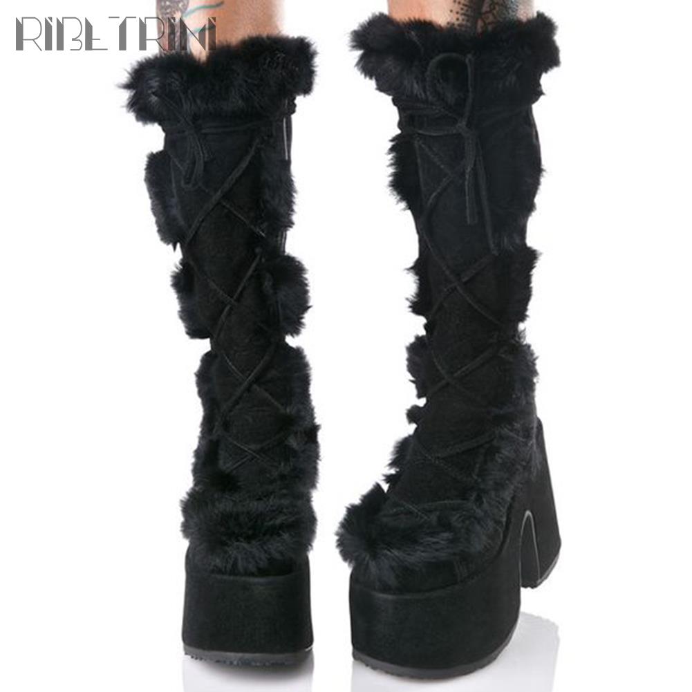 Women's Black Chunky Block Heels Women Boots - D'Zani Fashion