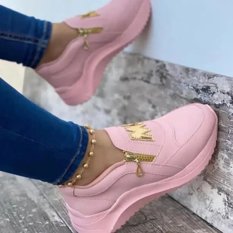 Women's Pink Casual Wedge Walking Shoes - D'Zani Fashion