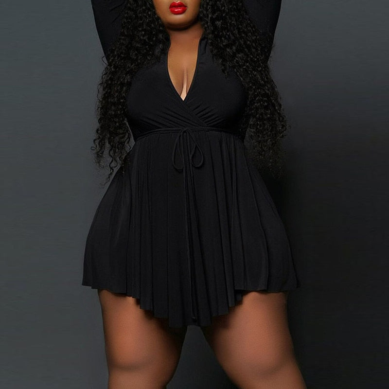 Women's Black Sexy Mini Plus Size Dress - D'Zani Fashion