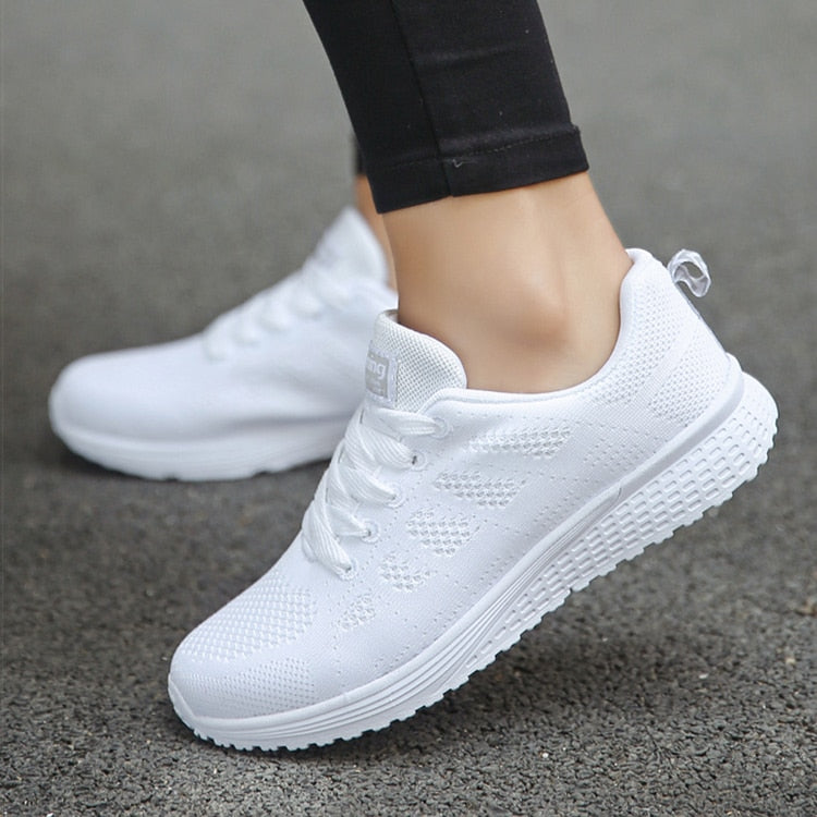 Women's White Ultralight Breathable Sneakers - D'Zani Fashion