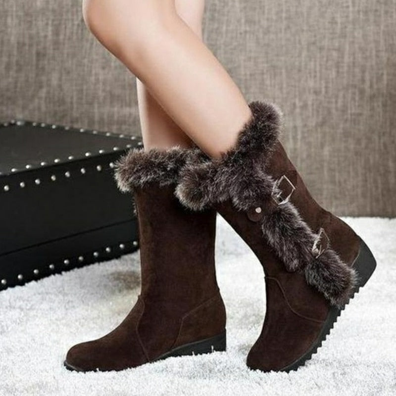 Women's Brown Thigh High Suede Mid-Calf Boots - D'Zani Fashion