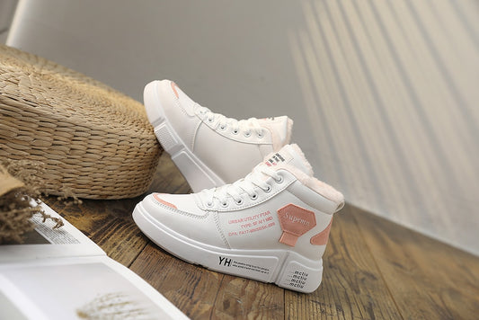 Women's White Pink Casual Leather Sneakers - D'Zani Fashion