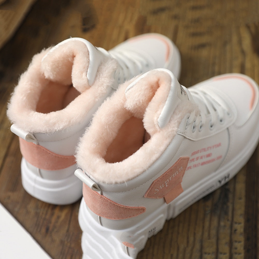 Women's White Pink Casual Leather Sneakers - D'Zani Fashion