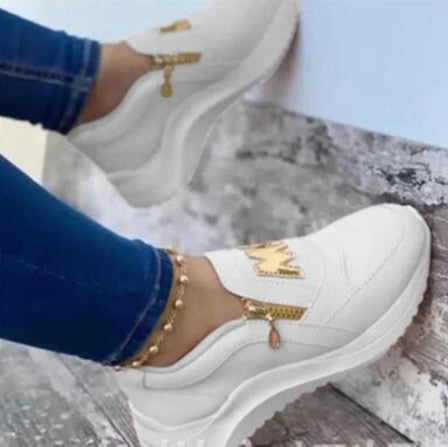 Women's White Casual Wedge Walking Shoes - D'Zani Fashion