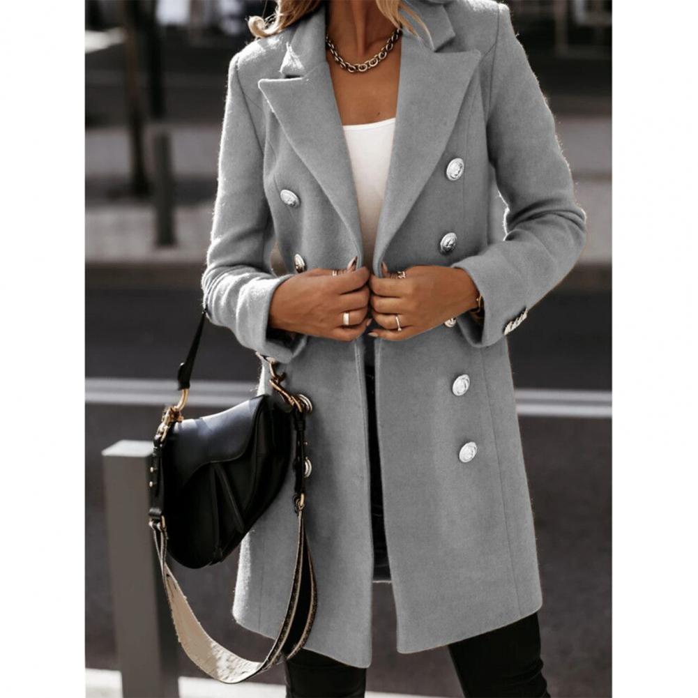 Women's Grey Buttons Mid Length Coats  - D'Zani Fashion
