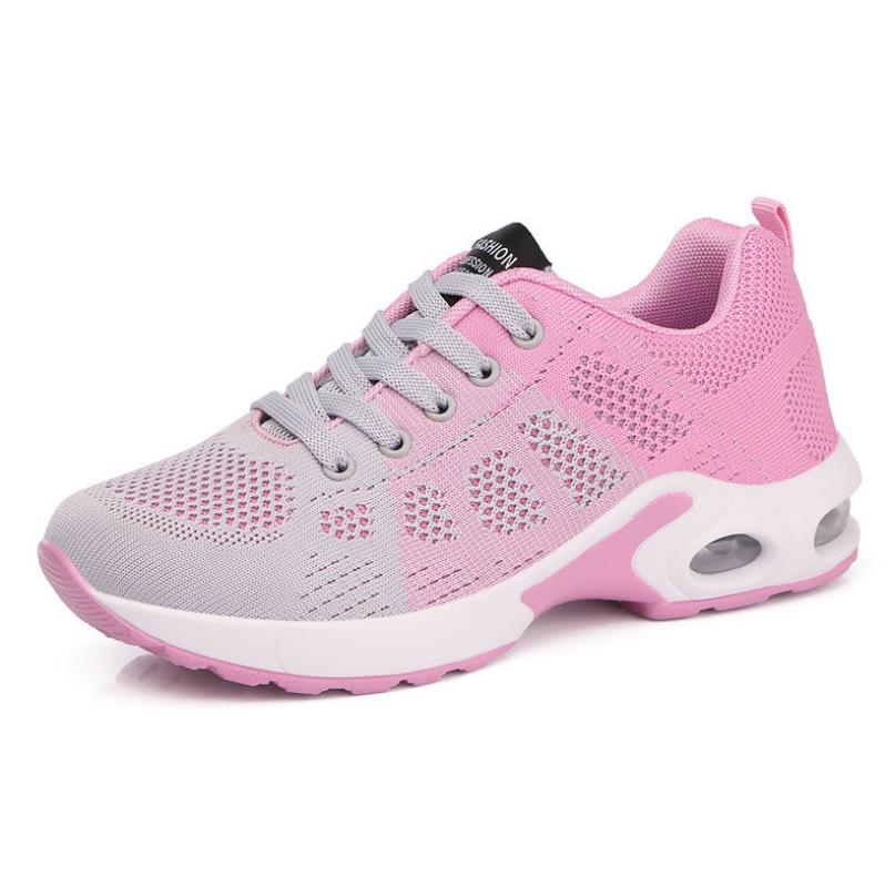Women's Grey Pink Breathable Running Sneakers - D'Zani Fashion