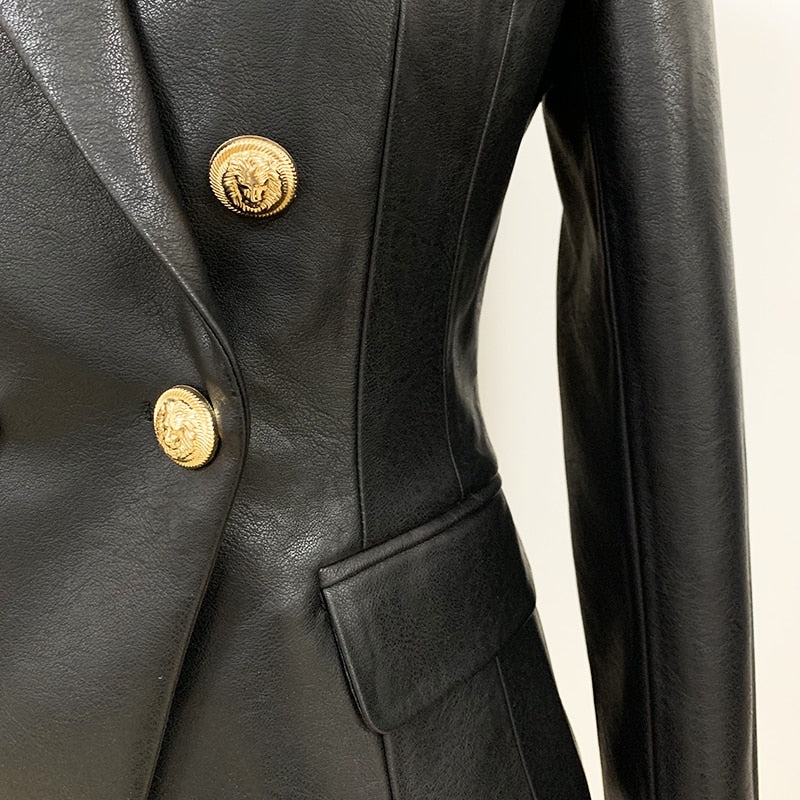 Women's Black Double Breasted Blazer - D'Zani Fashion
