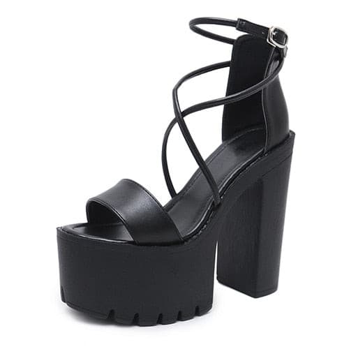 Women's Black Leather High Heels - D'Zani Fashion