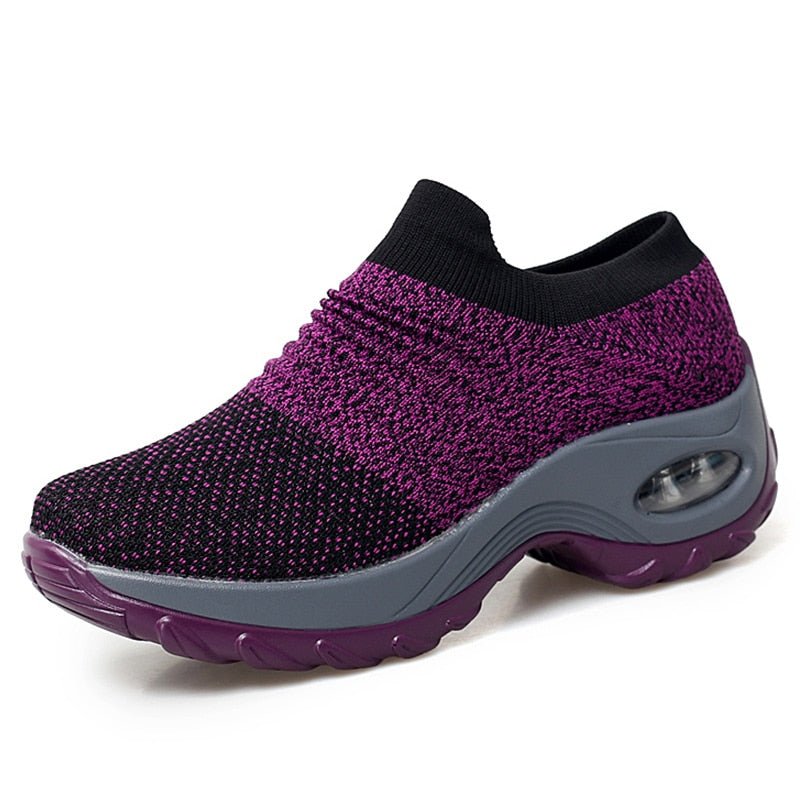 Women's Purple Breathable Slip-On Sneakers - D'Zani Fashion