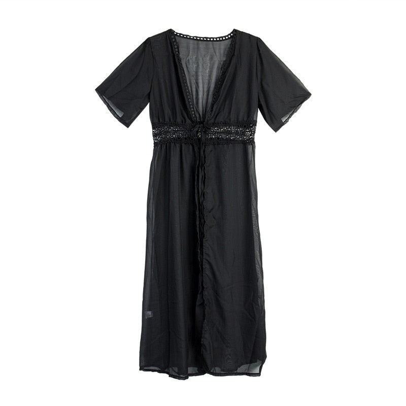 Women's Black Lace Beach Dress - D'Zani Fashion