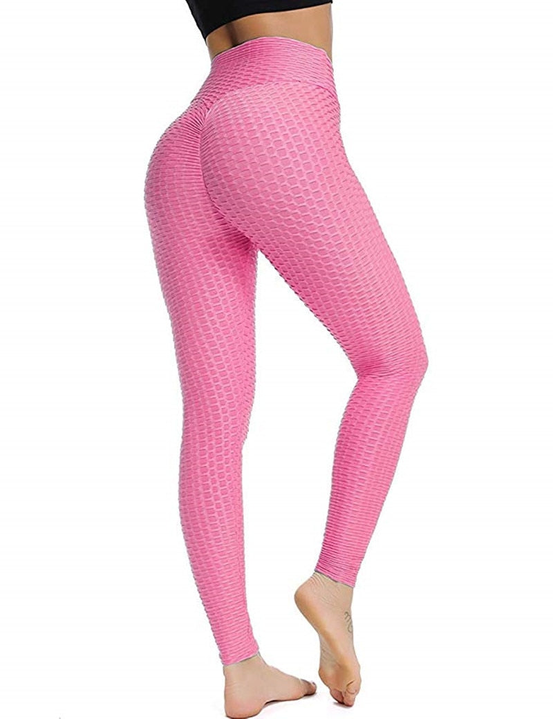 Women's Pink Sexy Booty Lifting Anti Cellulite Slimming Leggings - D'Zani Fashion