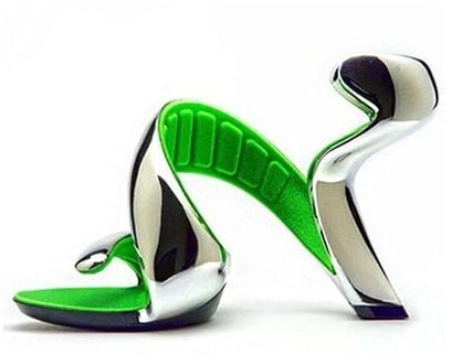 Women's Silver Green Unique Stylish Sandals - D'Zani Fashion