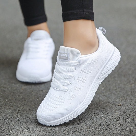 Women's White Breathable Comfortable Sneakers - D'Zani Fashion