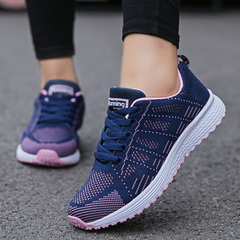 Women's Blue Pink Breathable Comfortable Sneakers - D'Zani Fashion