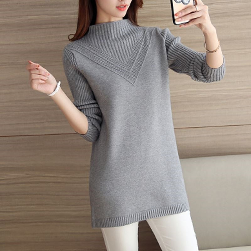 Women's Grey Comfy Turtleneck Sweater - D'Zani Fashion