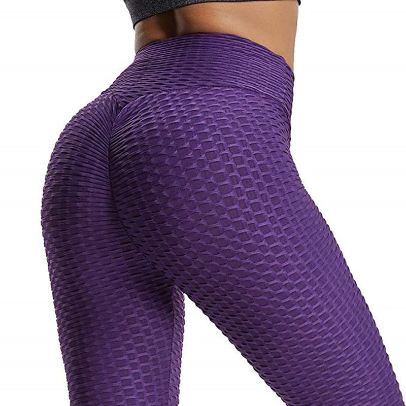 Women's Purple Sexy Booty Lifting Anti Cellulite Slimming Leggings - D'Zani Fashion