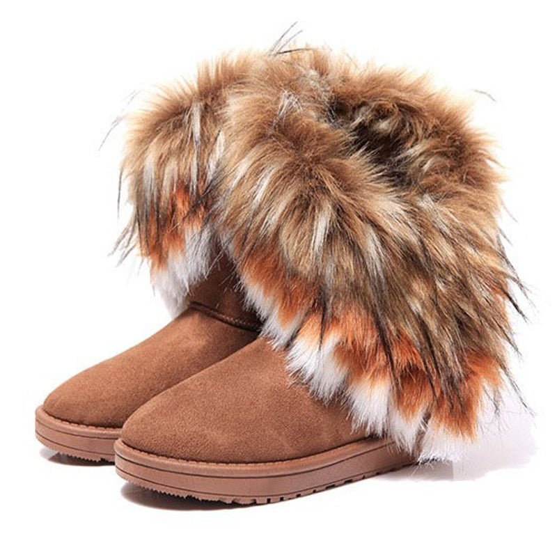 Women's Auburn Warm Slip On Faux Fur Ankle Boots  - D'Zani Fashion