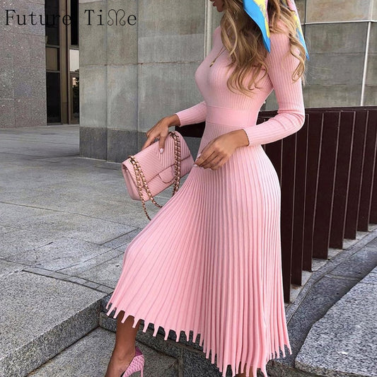 Women's Pink Elegant Draped Dress  - D'Zani Fashion