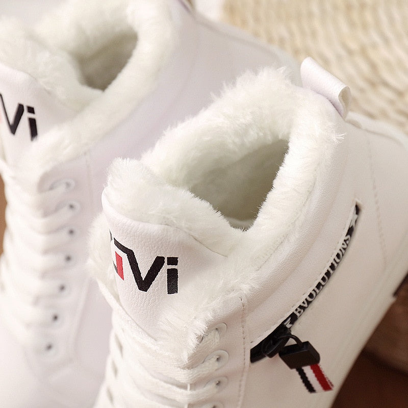 Women's White Warm Plush Snow Boots - D'Zani Fashion
