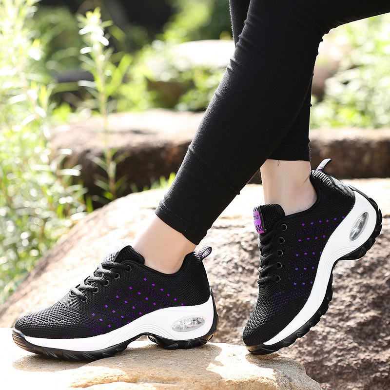 Women's Black Purple Breathable Mesh Sneakers - D'Zani Fashion