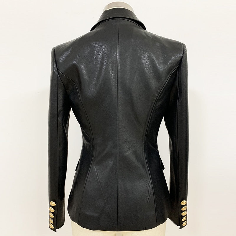 Women's Black Double Breasted Blazer - D'Zani Fashion