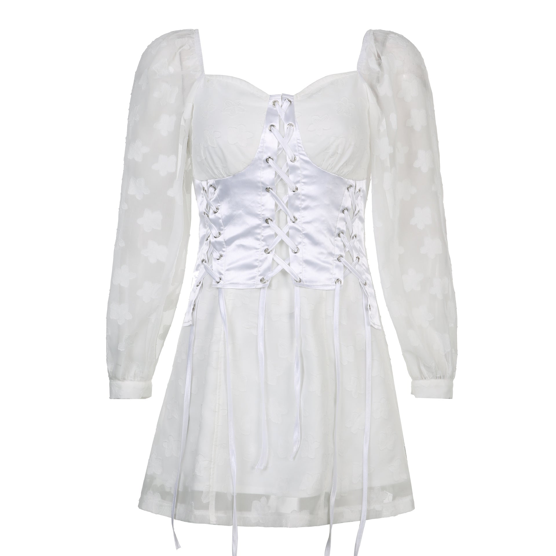 Women's White Palace Evening Lace Dress - D'Zani Fashion