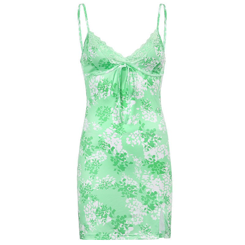 Women's Green Sexy Print Dress - D'Zani Fashion