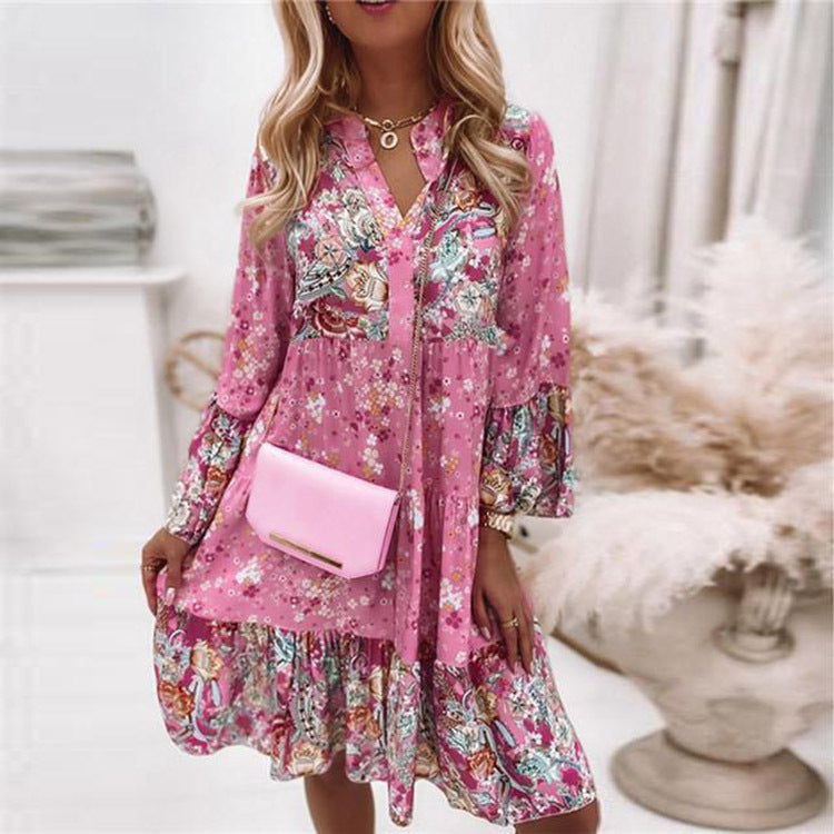 Women's Pink Floral Fresh and Sweet Dress  - D'Zani Fashion