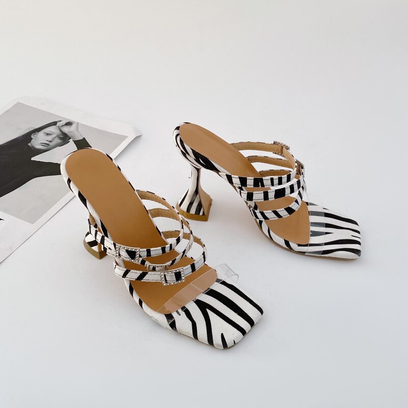 Women's Zebra Rome Style Slip On Low Heel Shoes - D'Zani Fashion
