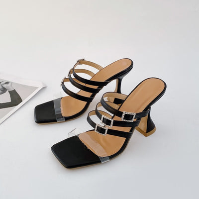 Women's Black Rome Style Slip On Low Heel Shoes - D'Zani Fashion