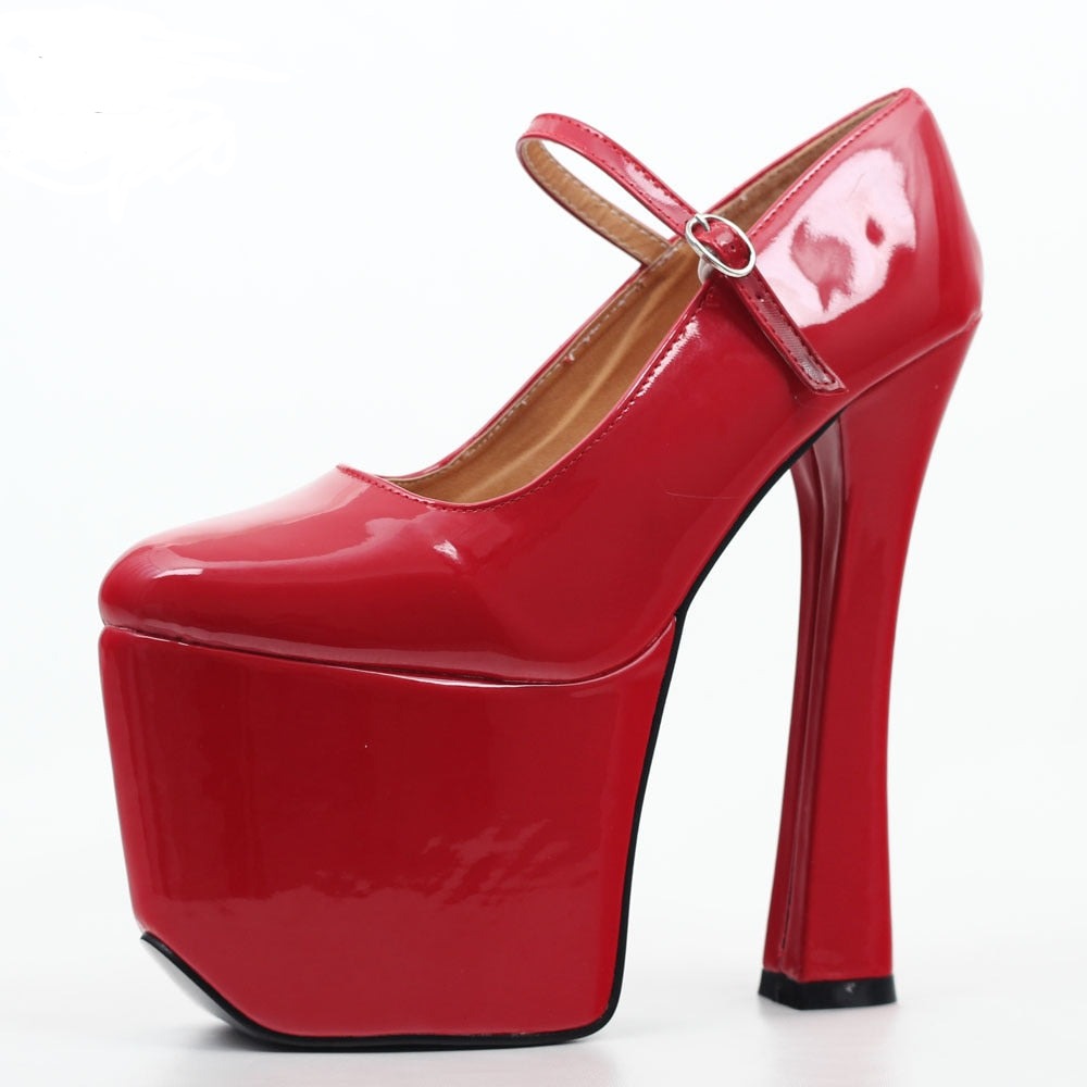Women's Red Mary Jane Platform Pumps - D'Zani Fashion