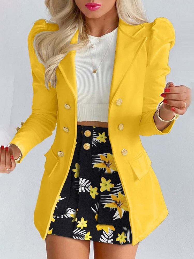Women's Yellow 2 Piece Stylish Skirt Set  - D'Zani Fashion