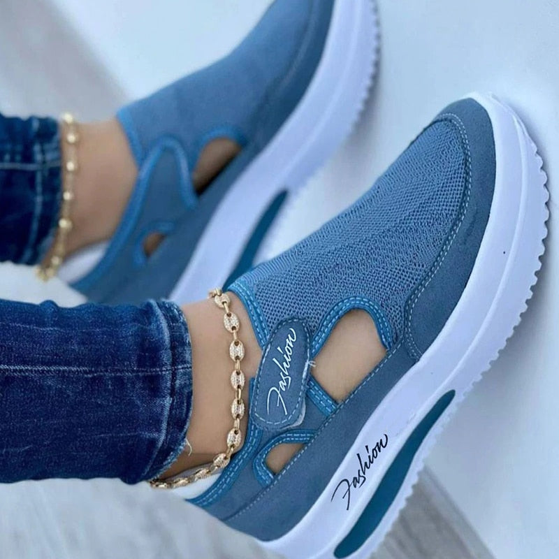 Women's Blue Comfortable Canvas Sneakers - D'Zani Fashion