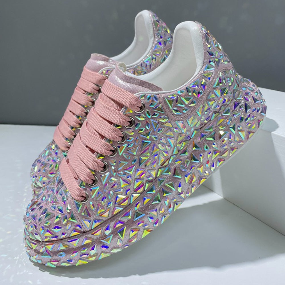 Women's Glitter Lace Up Sneakers