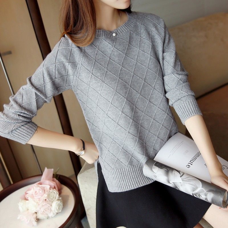 Women's Grey Knitted Loose Tops  - D'Zani Fashion