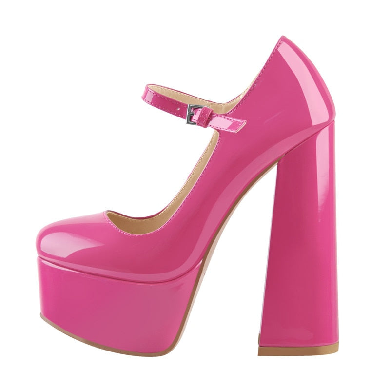 Women's Pink Girly Chunky Heels Shoes - D'Zani Fashion