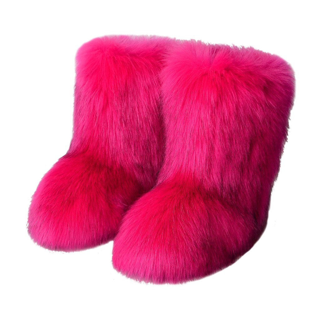 Women's Strawberry Cozy Plush Faux Fur Boots - D'Zani Fashion