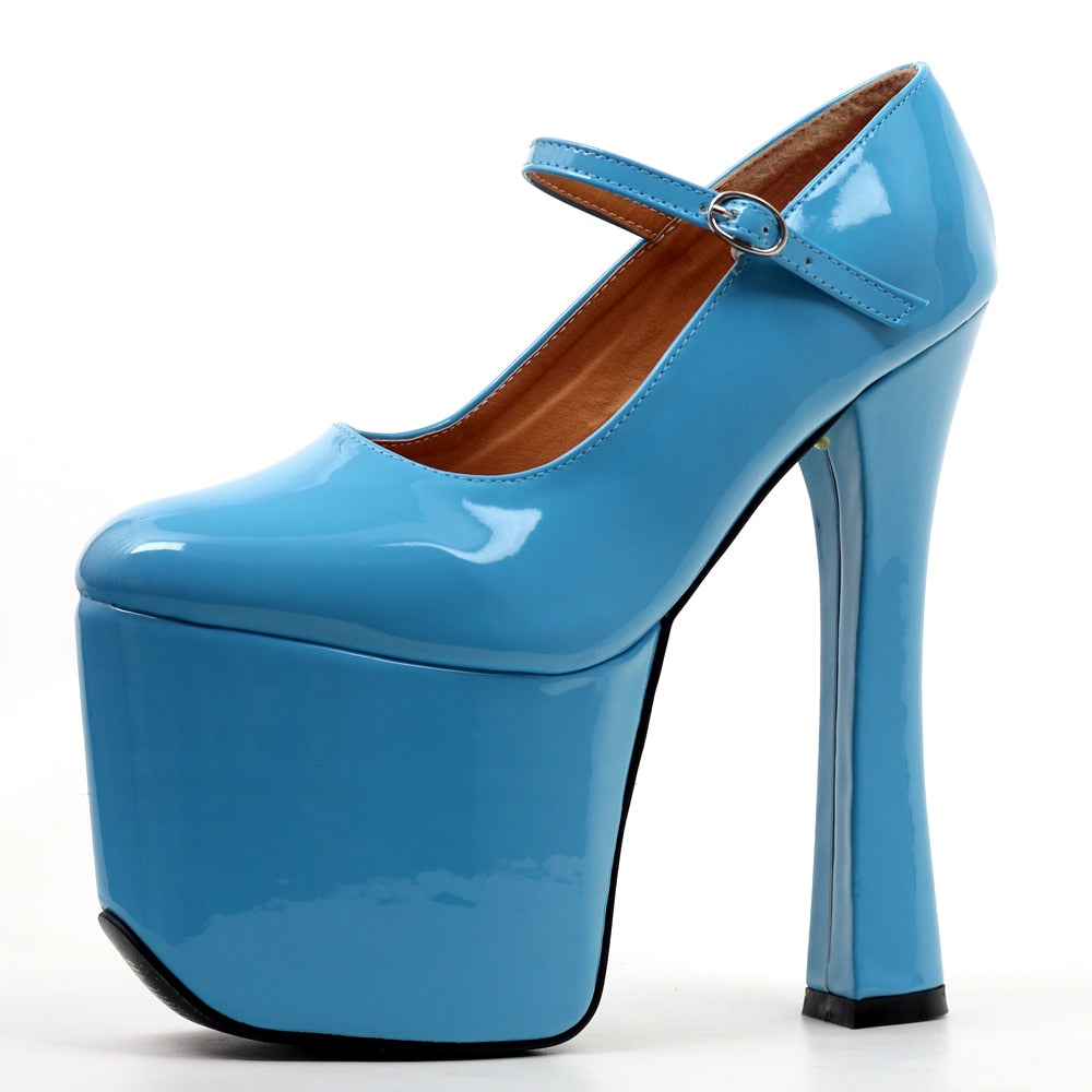 Women's Blue Mary Jane Platform Pumps - D'Zani Fashion