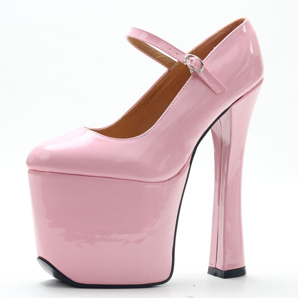 Women's Pink Mary Jane Platform Pumps - D'Zani Fashion