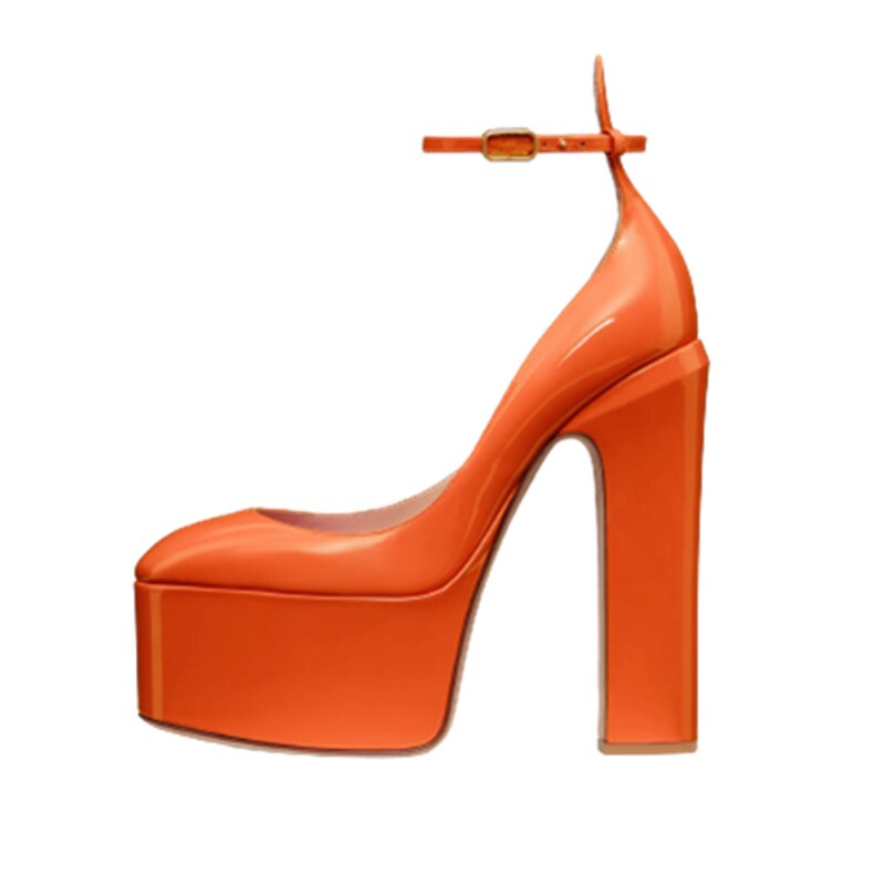 Women's Orange Jazzy Platform High Heels - D'Zani Fashion