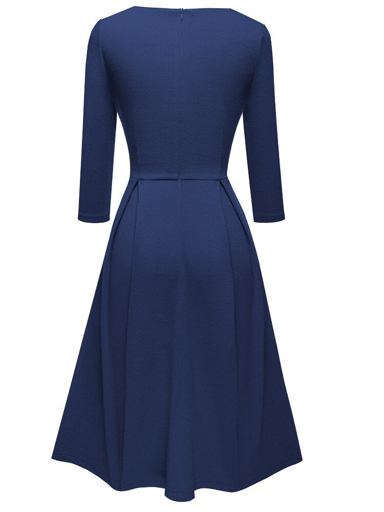 Women's Blue Classy Flared Dress - D'Zani Fashion