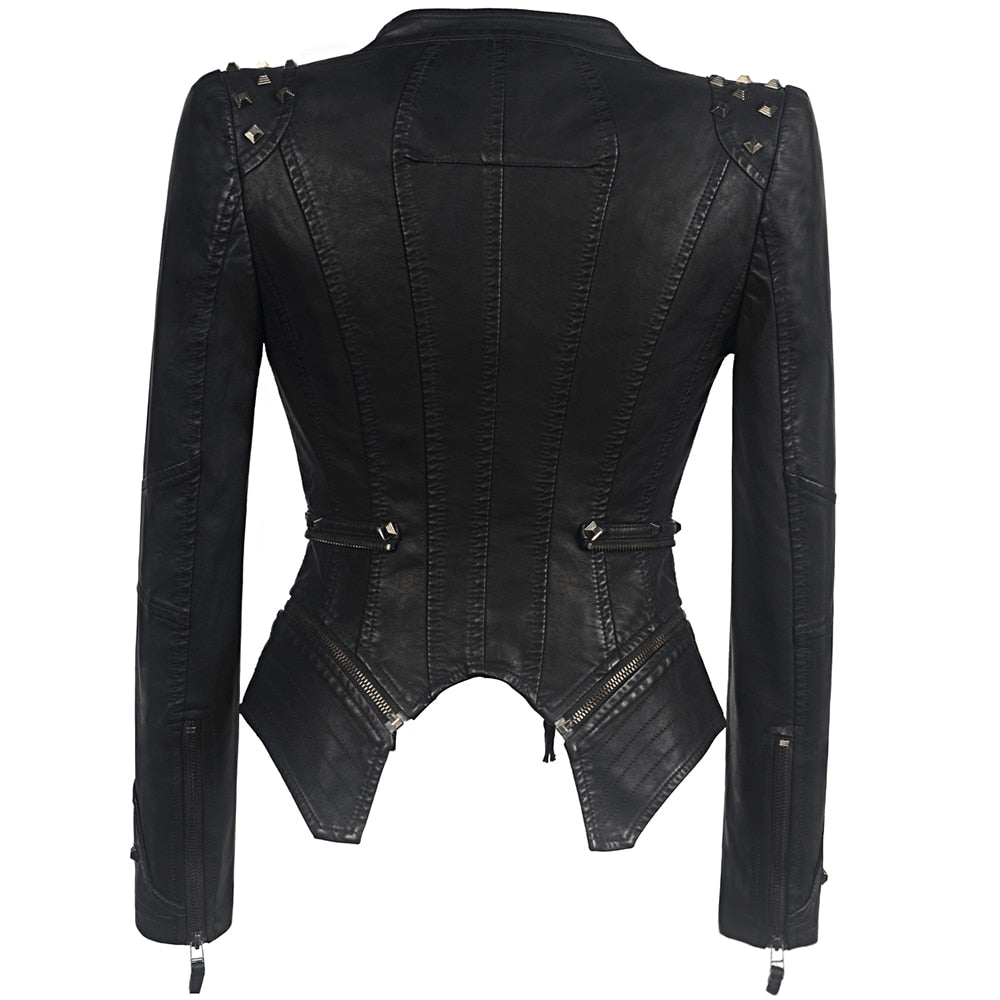 Women's Black Faux Leather Jackets  - D'Zani Fashion